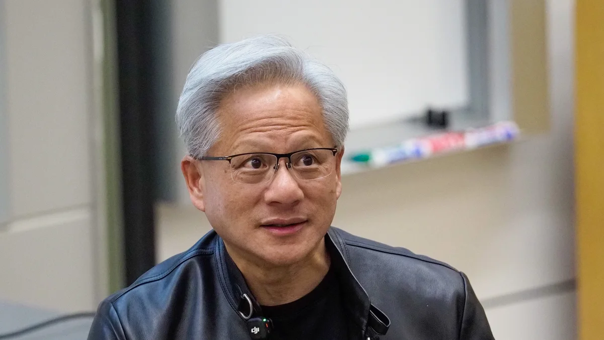 Nvidia chief executive Jensen Huang speaking in a classroom at Stanford University in April 2026.