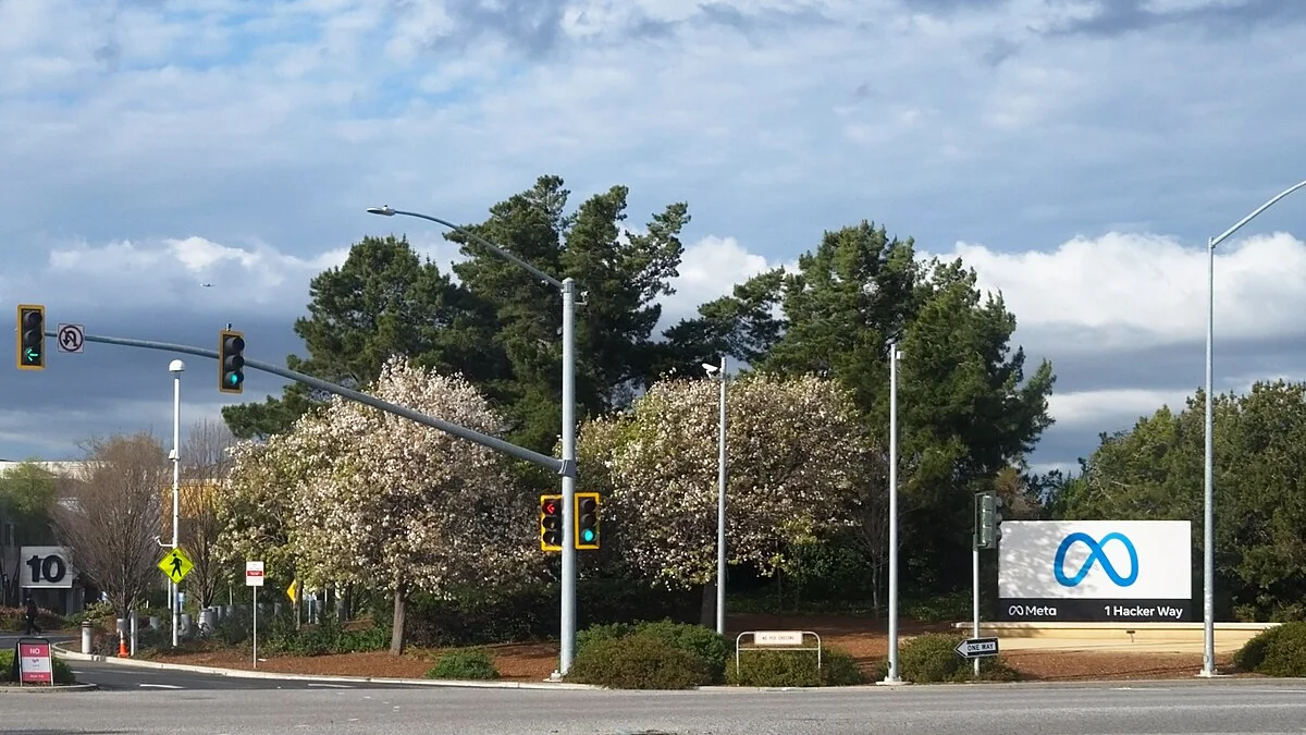 Meta headquarters sign outside the company campus in Menlo Park, California.