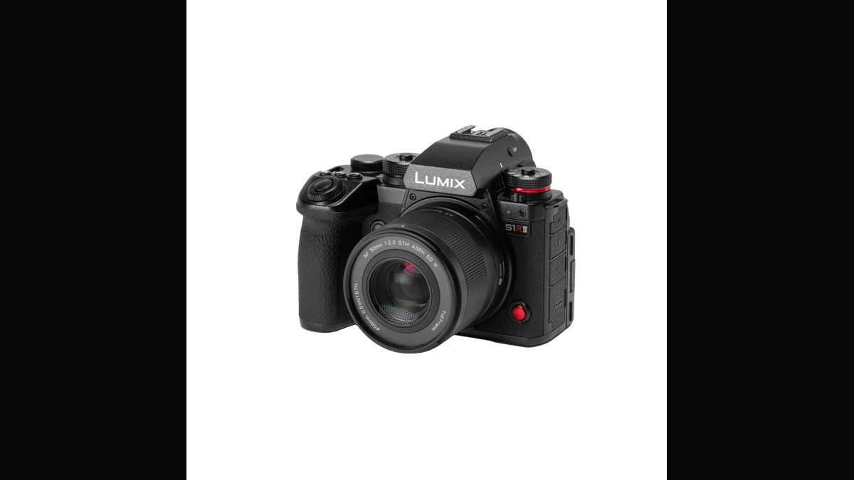 A Viltrox AF 50mm F2 Air L lens mounted on a Panasonic Lumix full-frame camera.